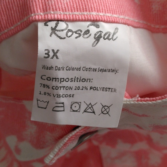 NWT Rosegal 3X/US 20 Pink White Tie Dye Lightweight Denim Distressed Hem… - Picture 5 of 14